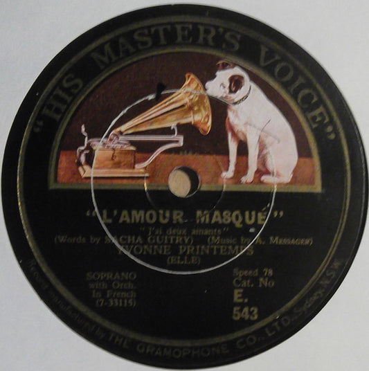 Yvonne Printemps & Sacha Guitry : L'Amour Masqué (Shellac, 10")