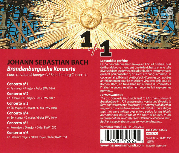 J. S. Bach* ‎– Akademie Für Alte Musik Berlin : Brandenburgische Konzerte Nr. 1-6 = Concertos Brandebourgeois (2xCD, Album, RE)