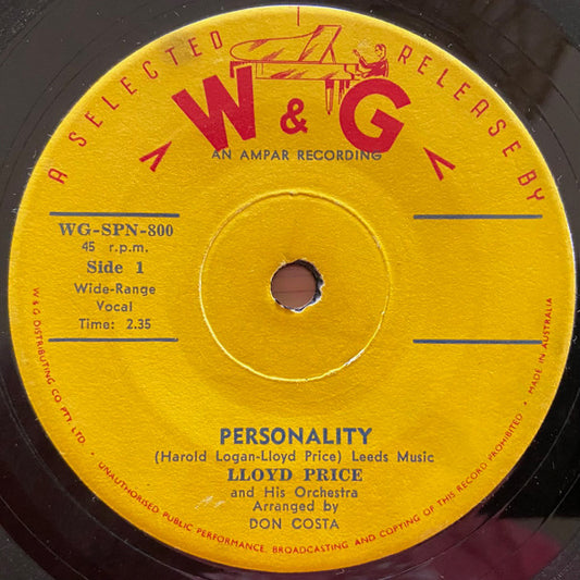 Lloyd Price : Personality (7", Single, sol)