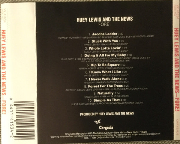 Huey Lewis And The News* : Fore! (CD, Album)
