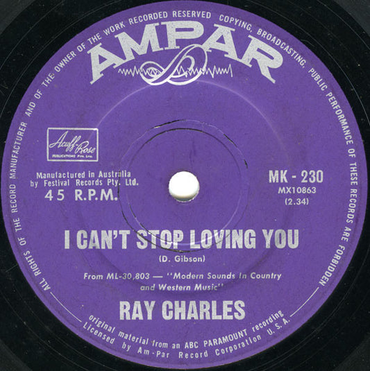 Ray Charles : I Can't Stop Loving You (7", Single)