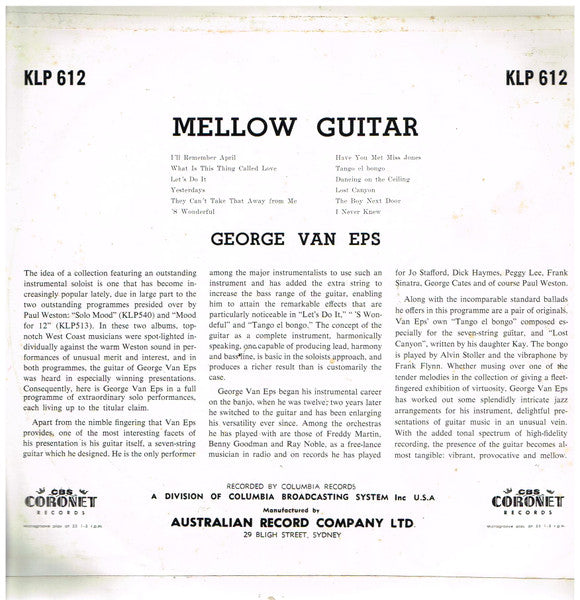 George Van Eps : Mellow Guitar (LP)