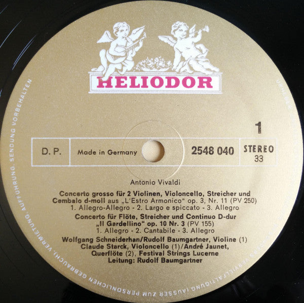 Antonio Vivaldi, Festival Strings Lucerne, Rudolf Baumgartner : 4 Concerti / Sinfonia H-Moll (LP)