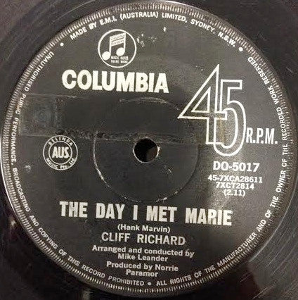 Cliff Richard : The Day I Met Marie (7")