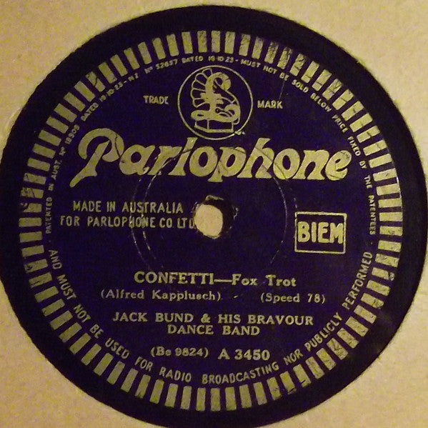 Jack Bund & His Bravour Dance Band* : How Do You Do, Mr. Brown? / Confetti (Shellac, 10")