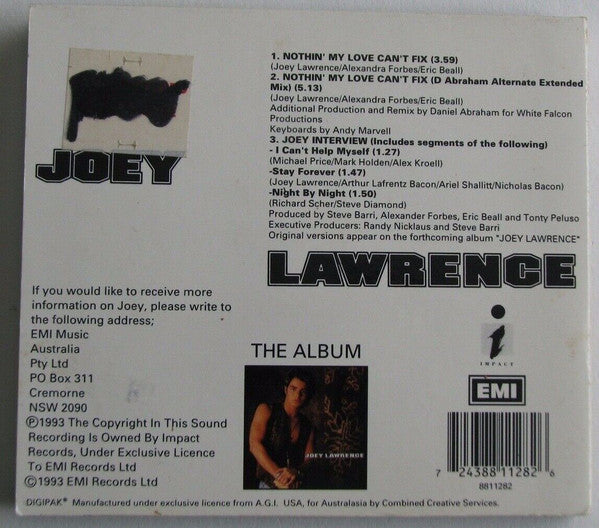 Joey Lawrence : Nothin' My Love Can't Fix (CD, Maxi, Ltd, Com)