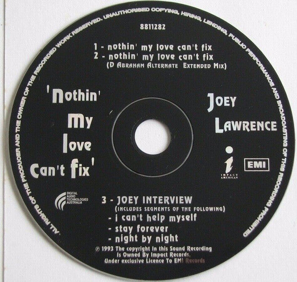 Joey Lawrence : Nothin' My Love Can't Fix (CD, Maxi, Ltd, Com)