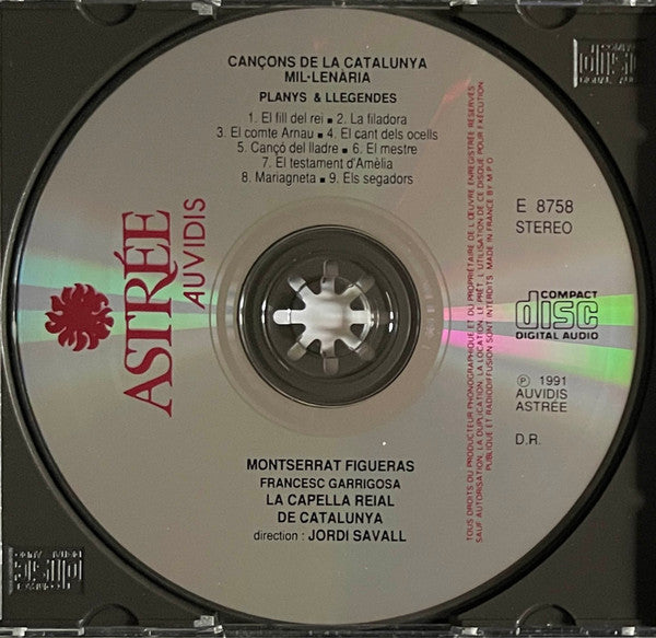Montserrat Figueras, La Capella Reial De Catalunya, Jordi Savall : Cançons De La Catalunya Mil·lenària: Planys & Llegendes (CD, Album)