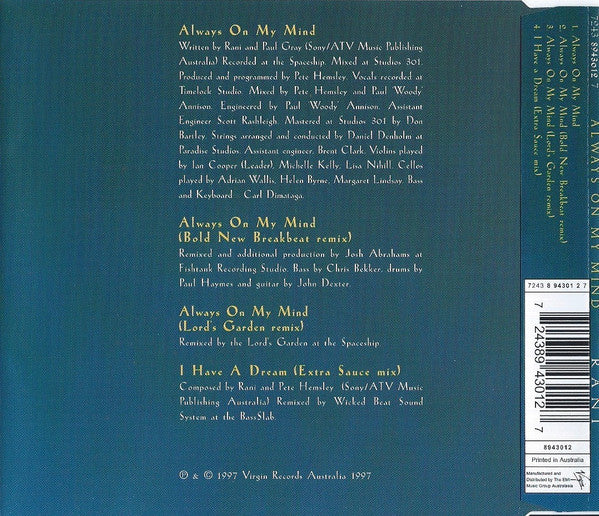 Rani : Always On My Mind (CD, Single)