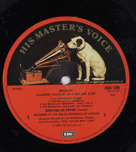 Mozart*, Weber*, Gervase de Peyer, Melos Ensemble Of London : Clarinet Quintet (LP, Dog)
