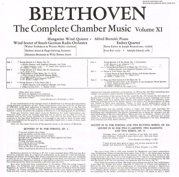 Beethoven* : Quintets & Sextets Vol. 11 (3xLP, Album, Club + Box)