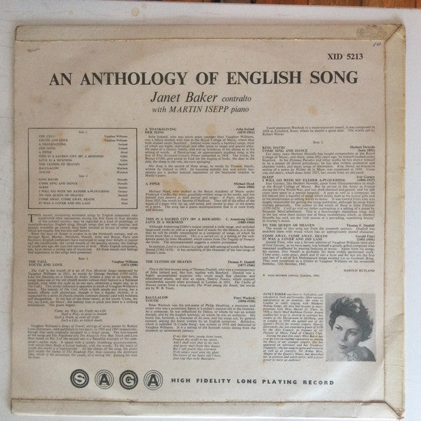 Janet Baker : An Anthology Of English Song (LP, Mono)