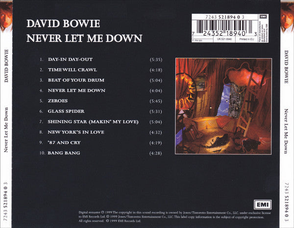 David Bowie : Never Let Me Down (CD, Album, Enh, RE, RM, RP)