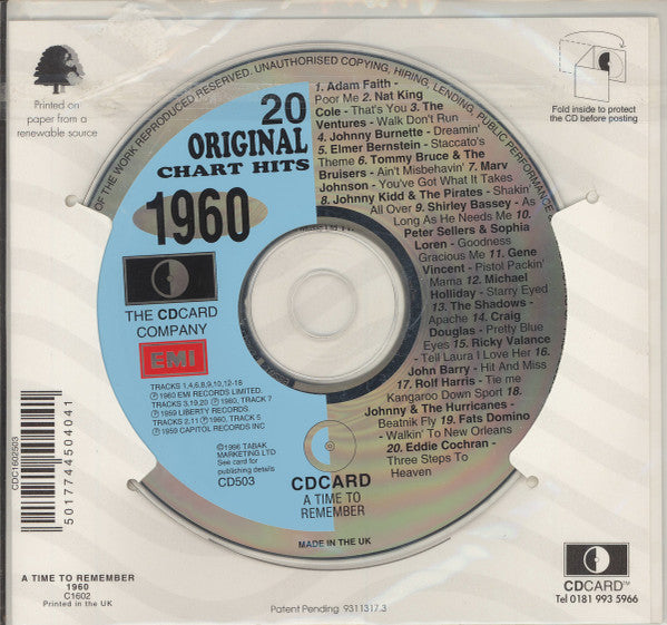 Various : 20 Original Chart Hits - 1960 (CD, Comp, Gre)