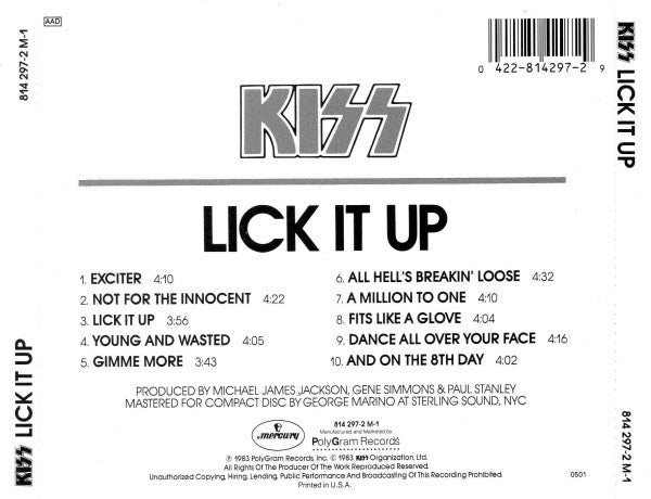 Kiss : Lick It Up (CD, Album, RE, RM, PDO)