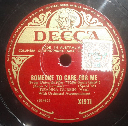 Deanna Durbin : Someone To Care For Me / Il Bacio (The Kiss) (Shellac, 10")