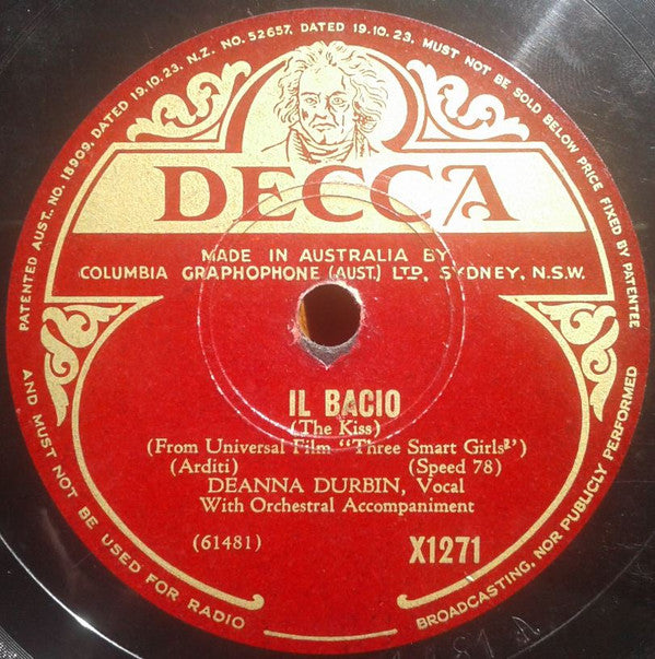 Deanna Durbin : Someone To Care For Me / Il Bacio (The Kiss) (Shellac, 10")