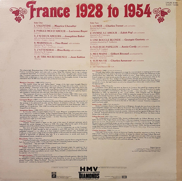 Various : France 1928 To 1954 (LP, Comp)