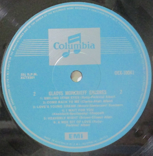 Gladys Moncrieff : Gladys Moncrieff Encores (LP, Comp, Mono)
