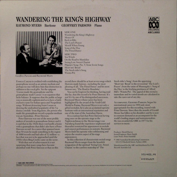 Raymond Myers (2)  With Geoffrey Parsons (2) : Wandering The King's Highway (LP, Album)