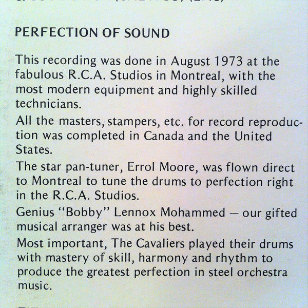 Amral's Trinidad Cavaliers Steel Orchestra* : Steel Vibrations (LP, Album)