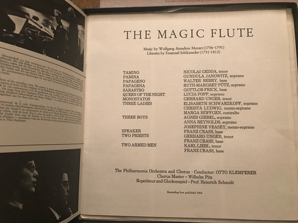 Wolfgang Amadeus Mozart, Otto Klemperer, Wilhelm Pitz, Philharmonia Orchestra And Chorus*, Nicolai Gedda, Gerhard Unger, Walter Berry, Gundula Janowitz, Lucia Popp, Elisabeth Schwarzkopf, Christa Ludwig, Ruth-Margret Pütz, Marga Höffgen, Franz Crass, Gottlob Frick : Die Zauberflöte (Box + 3xLP)