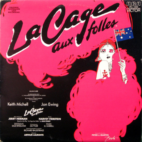 Jerry Herman  - Keith Michell, Jon Ewing : La Cage Aux Folles (Original Australian Cast Recording) (LP, Gat)