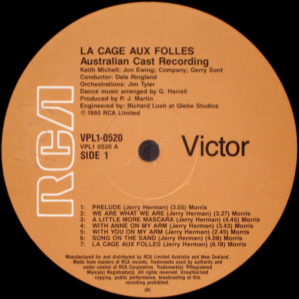 Jerry Herman  - Keith Michell, Jon Ewing : La Cage Aux Folles (Original Australian Cast Recording) (LP, Gat)