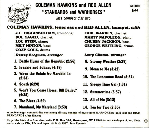 Coleman Hawkins and Red Allen* : Standards And Warhorses (CD)
