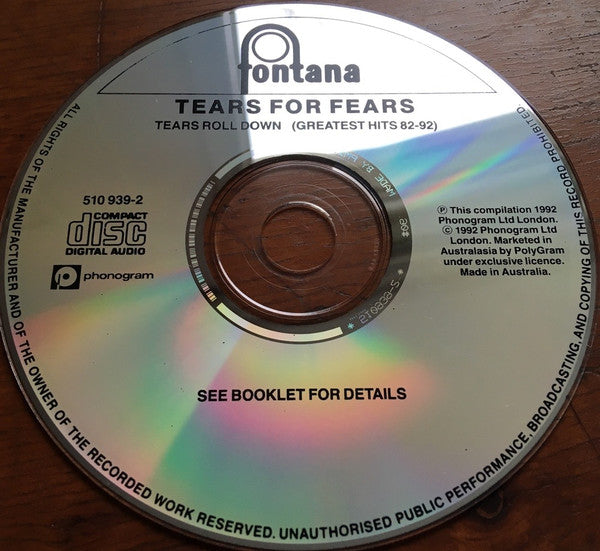 Tears For Fears : Tears Roll Down (Greatest Hits 82-92) (CD, Comp, RE)