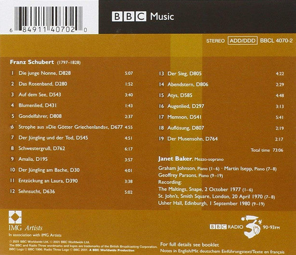 Baker* : Schubert Lieder (CD, RM, RP)