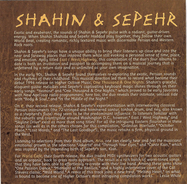 Shahin & Sepehr : East / West Highway - The Best of Shahin & Sepehr (CD, Album, Comp)