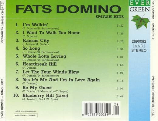 Fats Domino : Fats Domino Smash Hits (CD, Comp)
