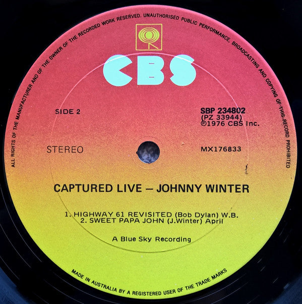 Johnny Winter : Captured Live! (LP, Album)