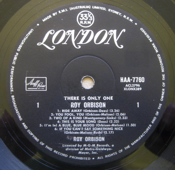 Roy Orbison : There Is Only One Roy Orbison (LP, Album)