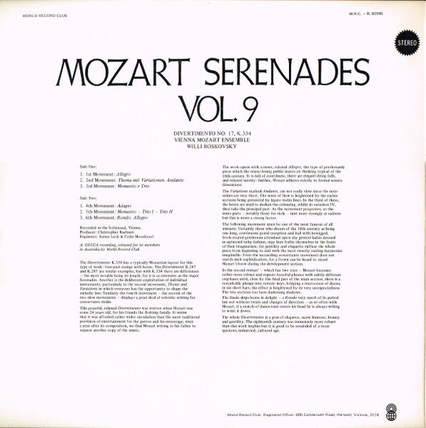 Mozart* : Serenades Vol. 9 (LP, Album, Club, RE)