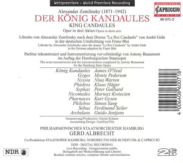 Alexander Zemlinsky* : Der König Kandaules = King Candaules (2xCD, Album)