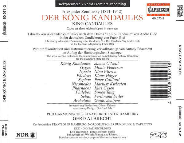 Alexander Zemlinsky* : Der König Kandaules = King Candaules (2xCD, Album)