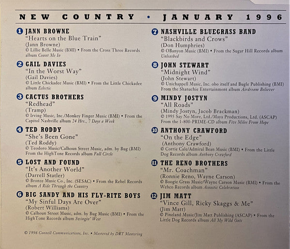 Various : New Country January 1996 (CD, Comp)