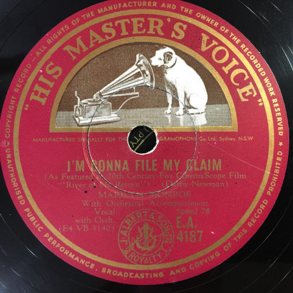 Marilyn Monroe : The River Of No Return / I'm Gonna File My Claim (Shellac, 10")