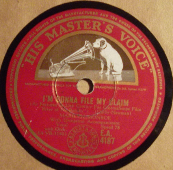 Marilyn Monroe : The River Of No Return / I'm Gonna File My Claim (Shellac, 10")