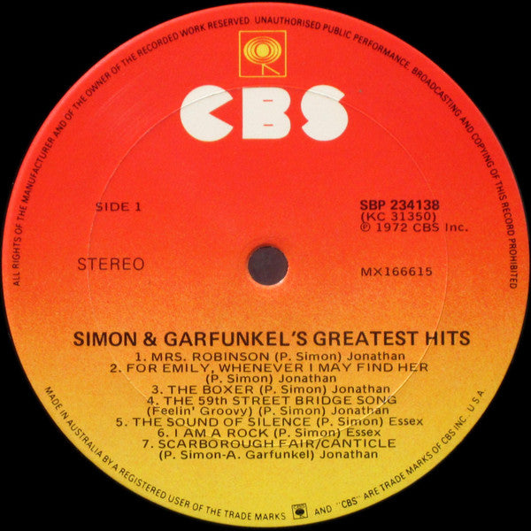Simon & Garfunkel : Simon And Garfunkel's Greatest Hits (LP, Comp, RE)