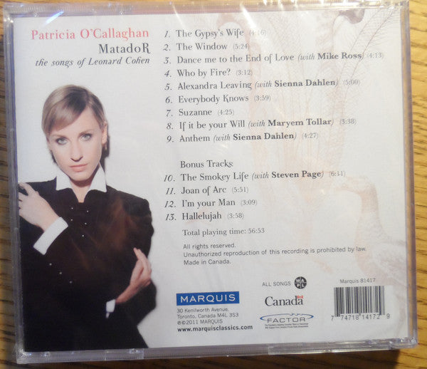 Patricia O'Callaghan : MatadoR (The Songs of Leonard Cohen) (CD, Album)