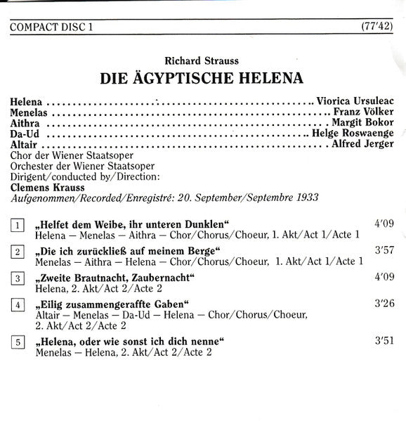 Richard Strauss : Die Frau Ohne Schatten, Daphne, Die Ägyptische Helena, Auszüge/Highlights (1933-1943) - Edition Wiener Staatsoper Live Vol. 5 (2xCD, Comp, Mono, RM)