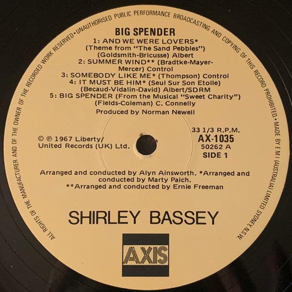 Shirley Bassey : Big Spender (LP, Mono, RE)