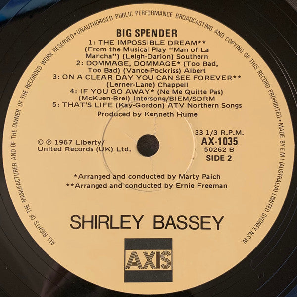 Shirley Bassey : Big Spender (LP, Mono, RE)