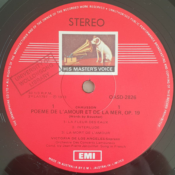 Victoria De Los Angeles Performs Ernest Chausson, Joseph Canteloube : Songs Of The Auvergne Etc. (LP)