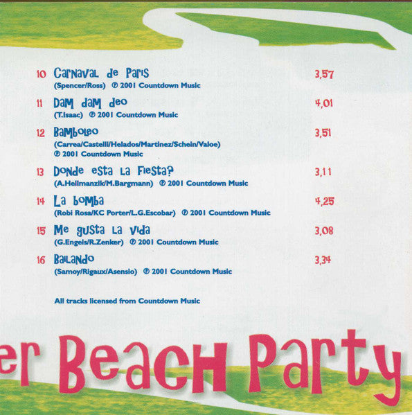 Unknown Artist : Summer Beach Party (CD, Comp)