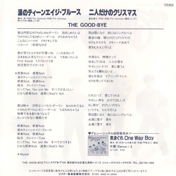 The Good-Bye : 涙のティーンエイジ・ブルース (7", Single)
