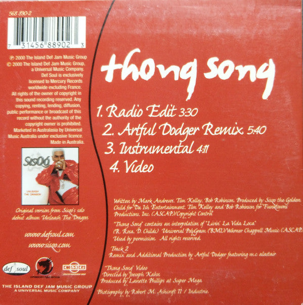 Sisqo : Thong Song (CD, Single, Enh, Car)